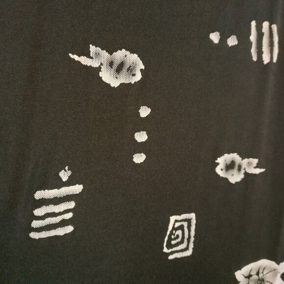 Vintage 1990s Slip Dress Size M Stretch Black White Fish Abstract Beach Maxi - Picture 4 of 6
